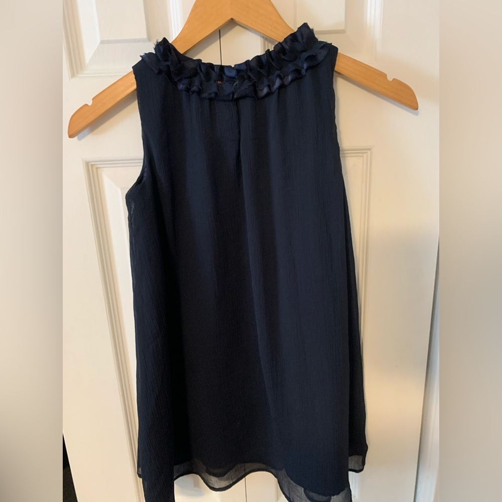Joe Fresh Navy Ruffle Neck Dress - Picture 4 of 4